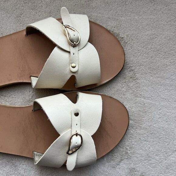 Ancient Greek Sandals Anna Cream Leather Flat Sandal Women EU 41 US 10 Casual - Picture 1 of 16